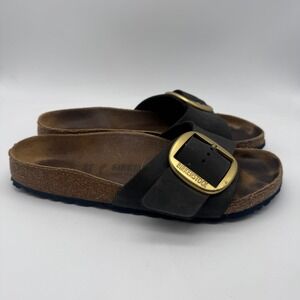 Birkenstock Madrid Big Gold Buckle Midnight Nubuck Women's Size 39